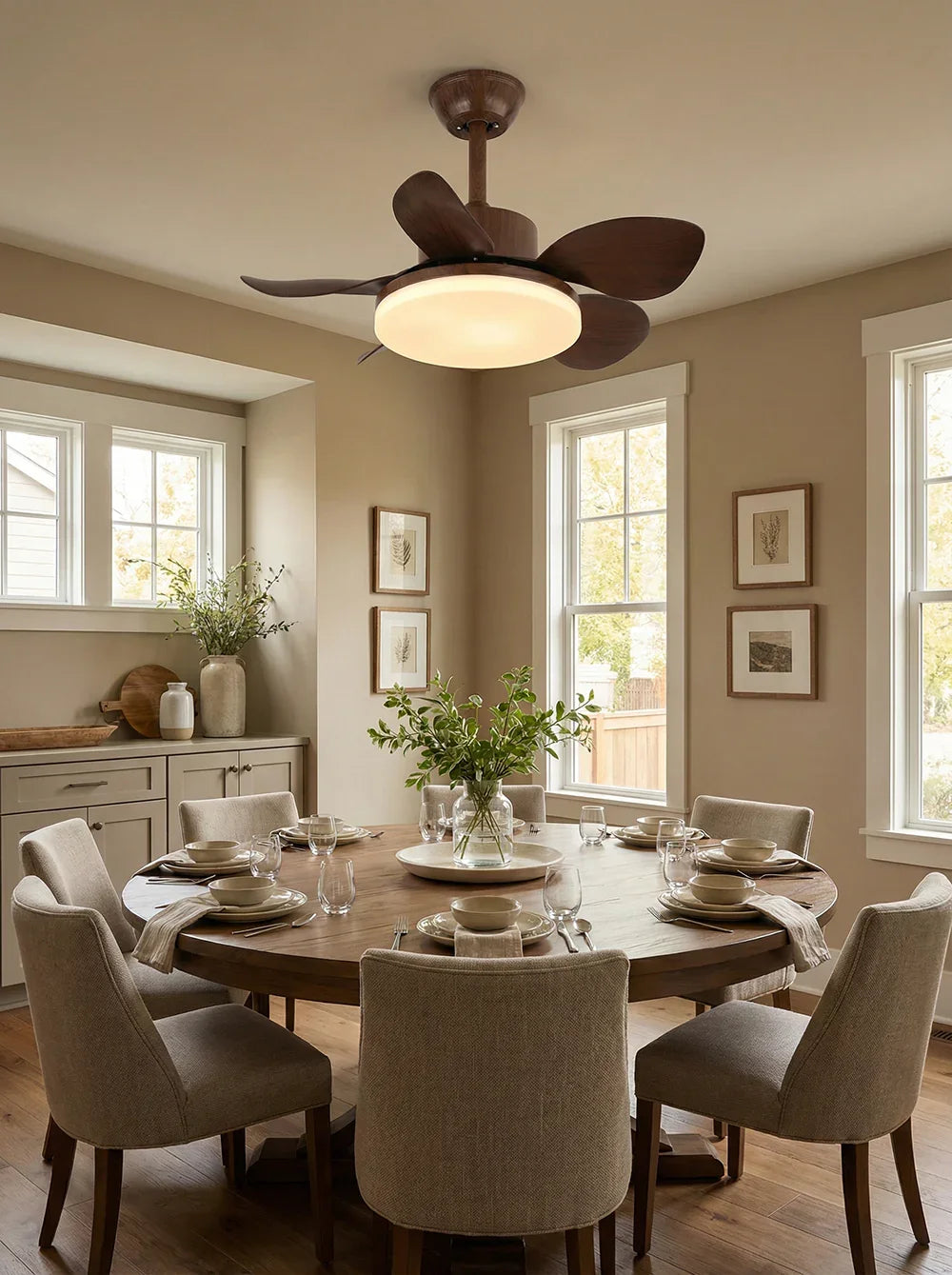 Modern Minimalist Walnut Copper Ceiling Fan Light – Copper detail 10