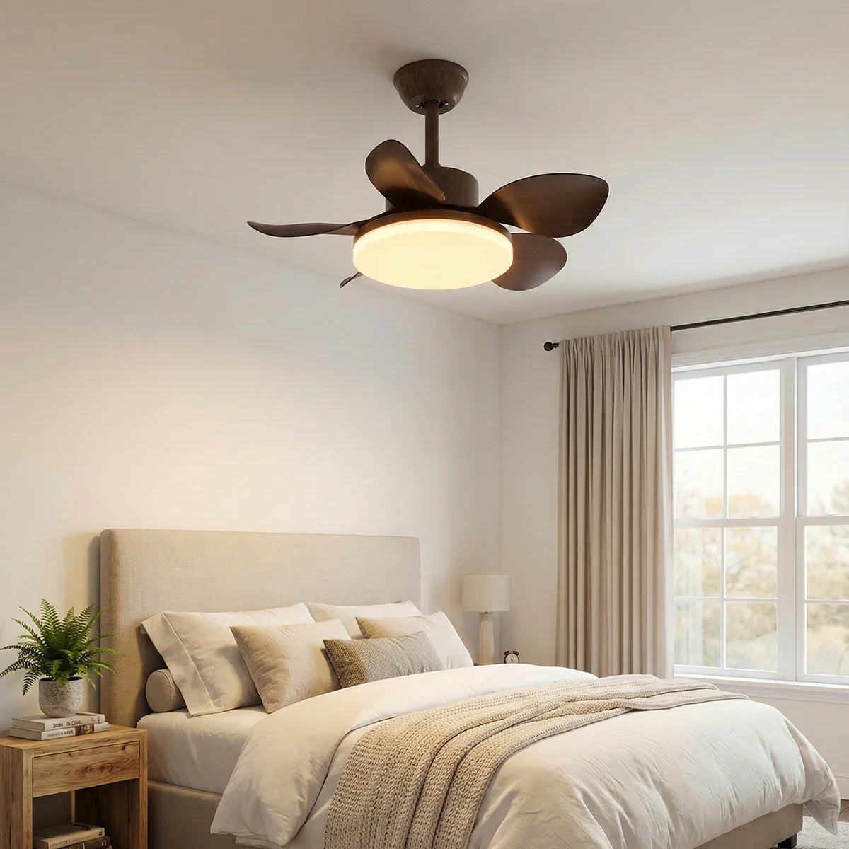 Modern Minimalist Walnut Copper Ceiling Fan Light – Copper detail 7