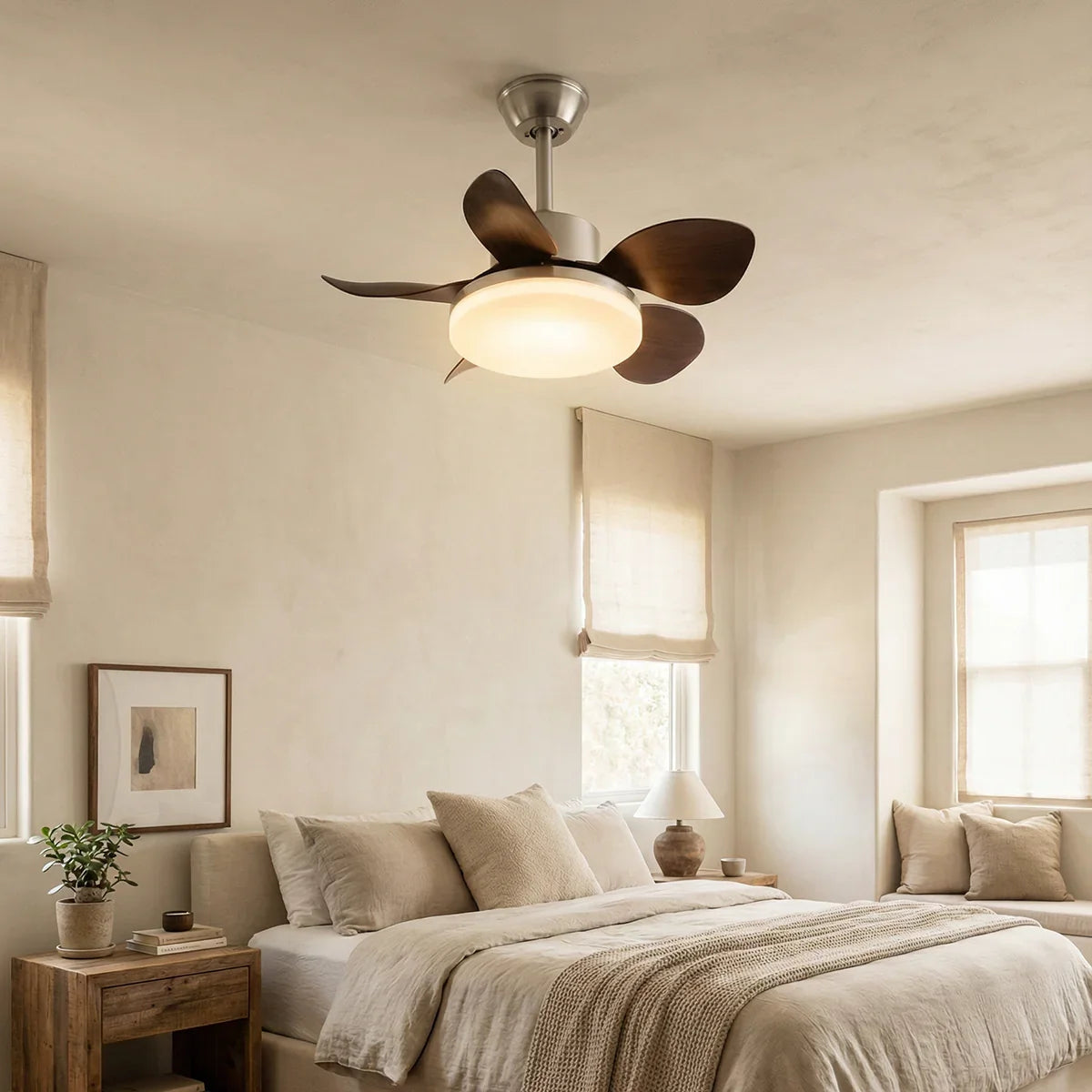 Modern Minimalist Walnut Copper Ceiling Fan Light – Copper detail 3