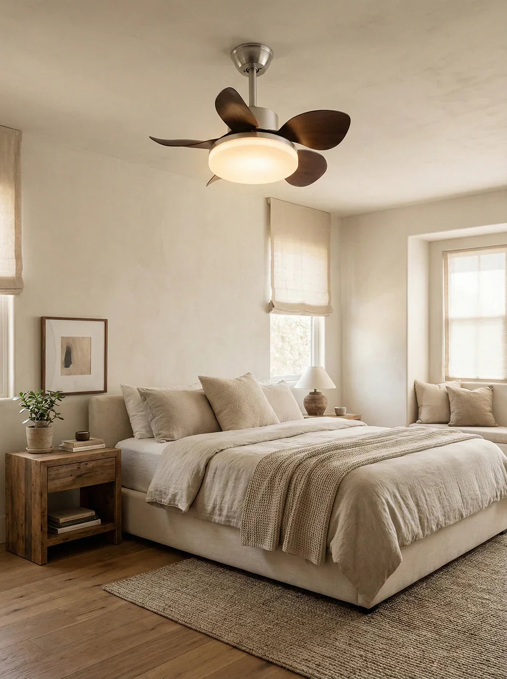 Modern Minimalist Walnut Copper Ceiling Fan Light – Copper detail 11