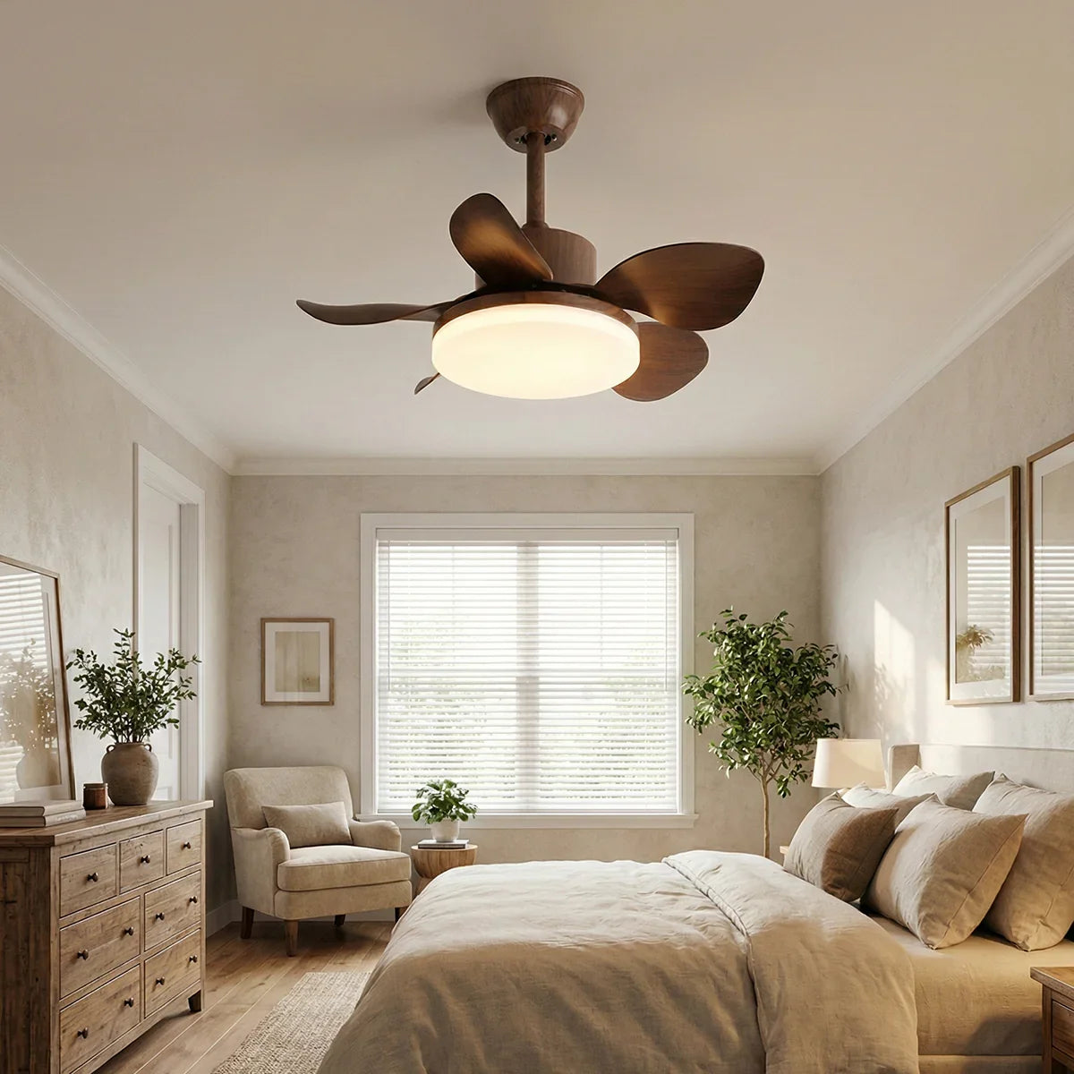 Modern Minimalist Walnut Copper Ceiling Fan Light – Copper detail 9