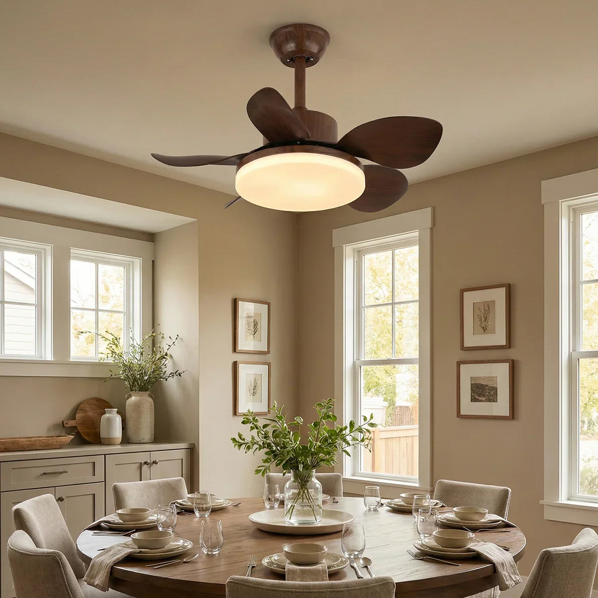 Modern Minimalist Walnut Copper Ceiling Fan Light – Copper detail 2