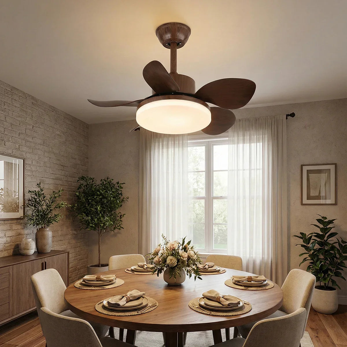Modern Minimalist Walnut Copper Ceiling Fan Light – Copper detail 6