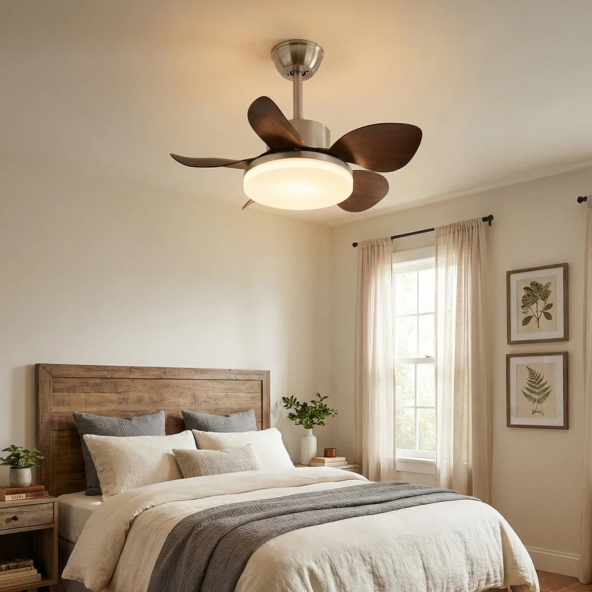 Modern Minimalist Walnut Copper Ceiling Fan Light – Copper detail 5