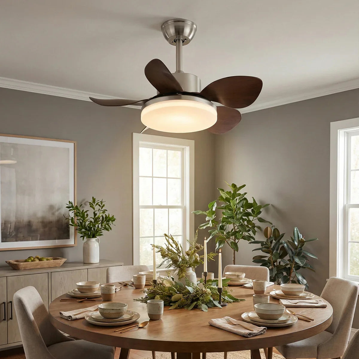 Modern Minimalist Walnut Copper Ceiling Fan Light – Copper detail 4