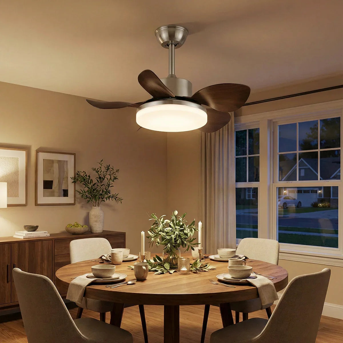 Modern Minimalist Walnut Copper Ceiling Fan Light – Copper detail 8