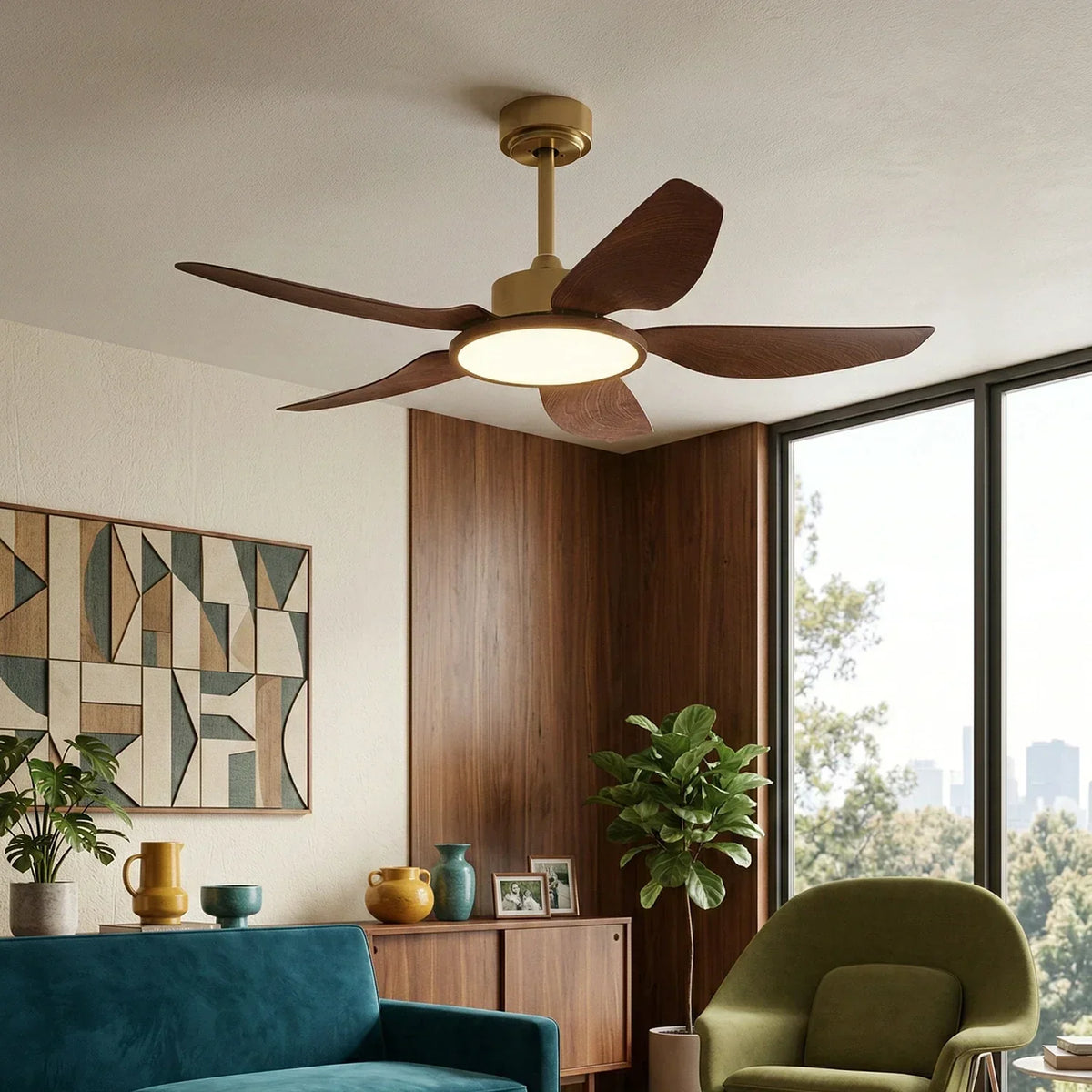 Modern Sirocco Breeze Copper Ceiling Fan Light – Copper detail 3