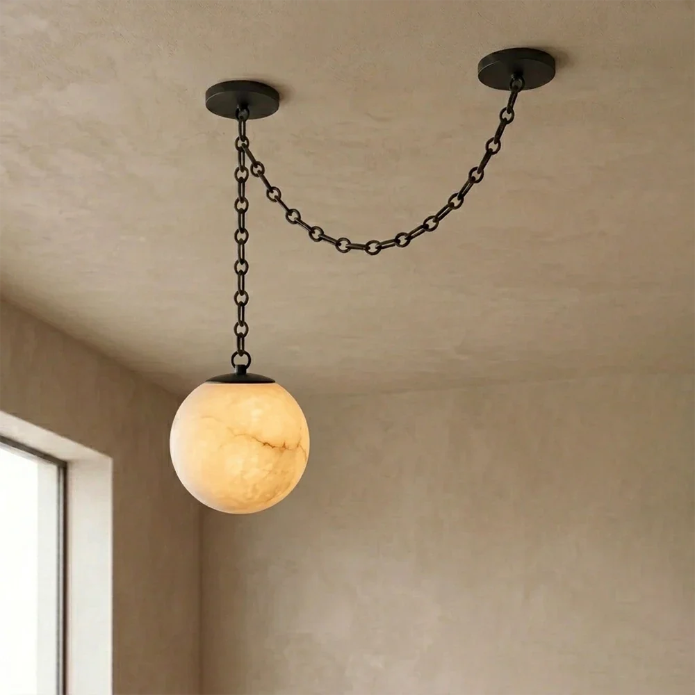 Alabaster Spherical Chain Chandelier – Alabaster detail 22
