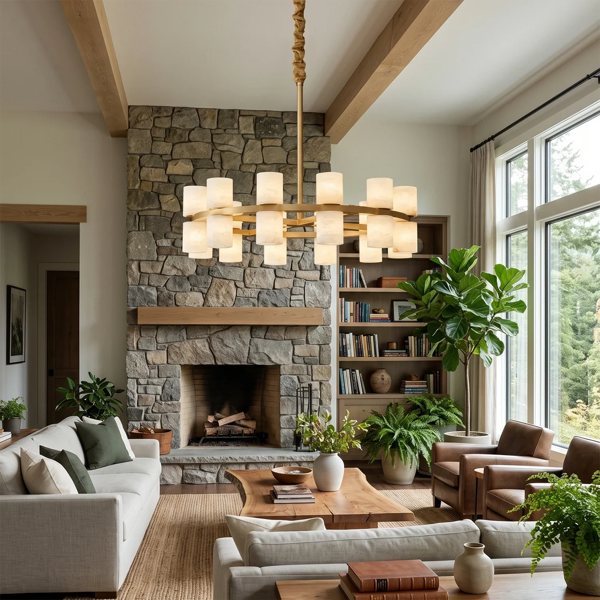 Modern Tabitha Alabaster Chandelier – Alabaster detail 2