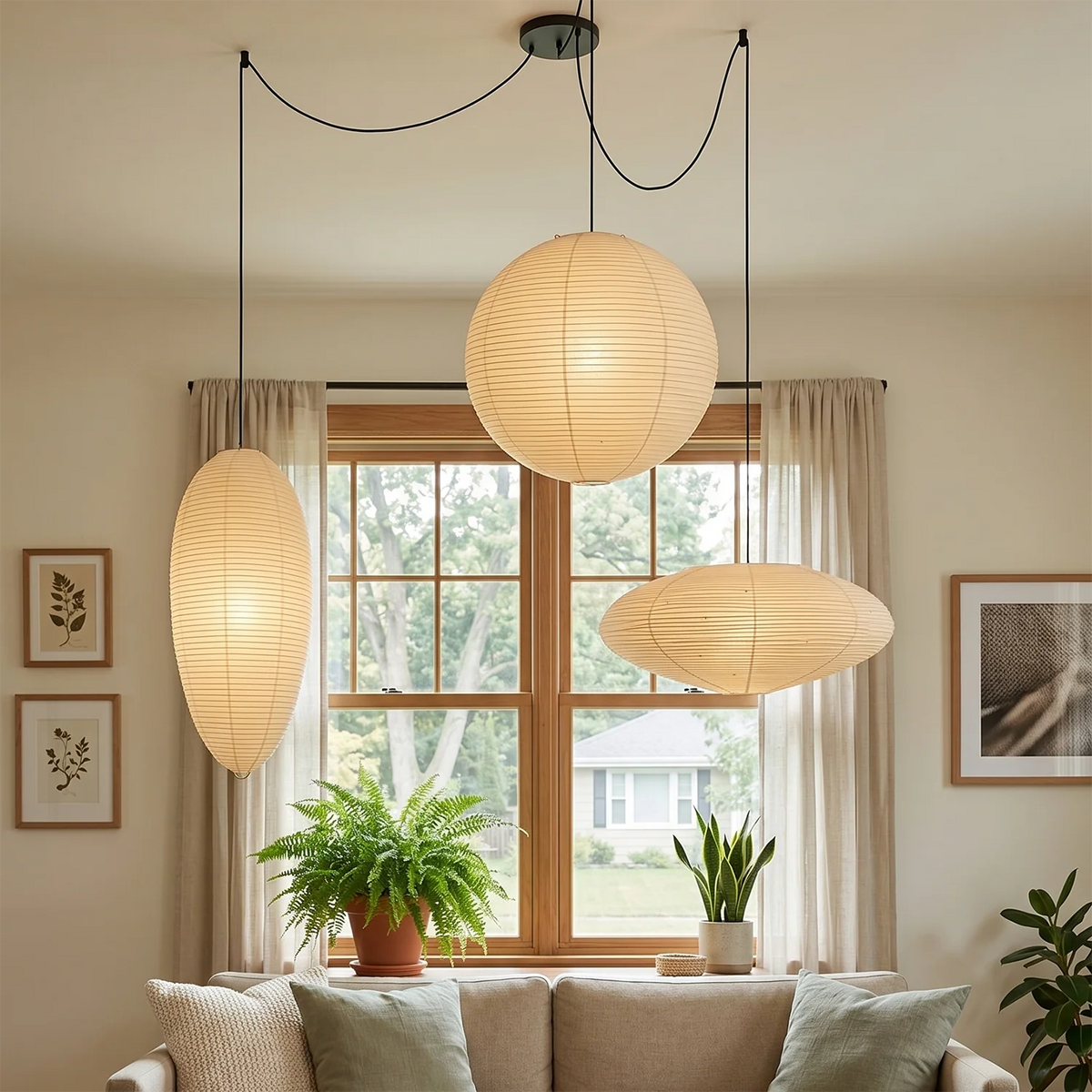 Mulberry Paper Adjustable Modular Iron Pendant Light – Iron detail 5