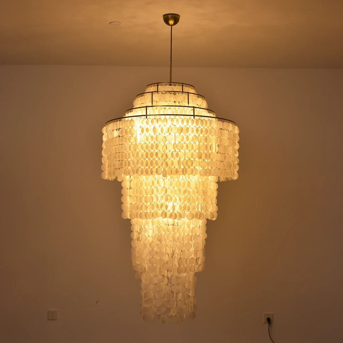 Multi-Layered Capiz Shell Cascading Iron Chandelier – Iron detail 17