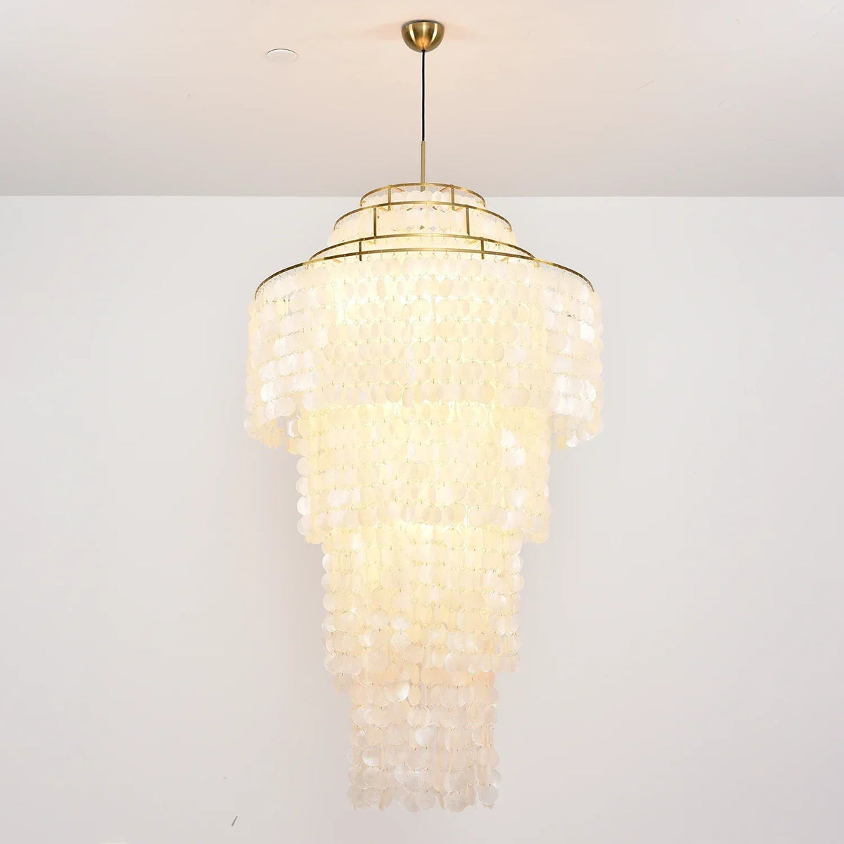 Multi-Layered Capiz Shell Cascading Iron Chandelier – Iron detail 18