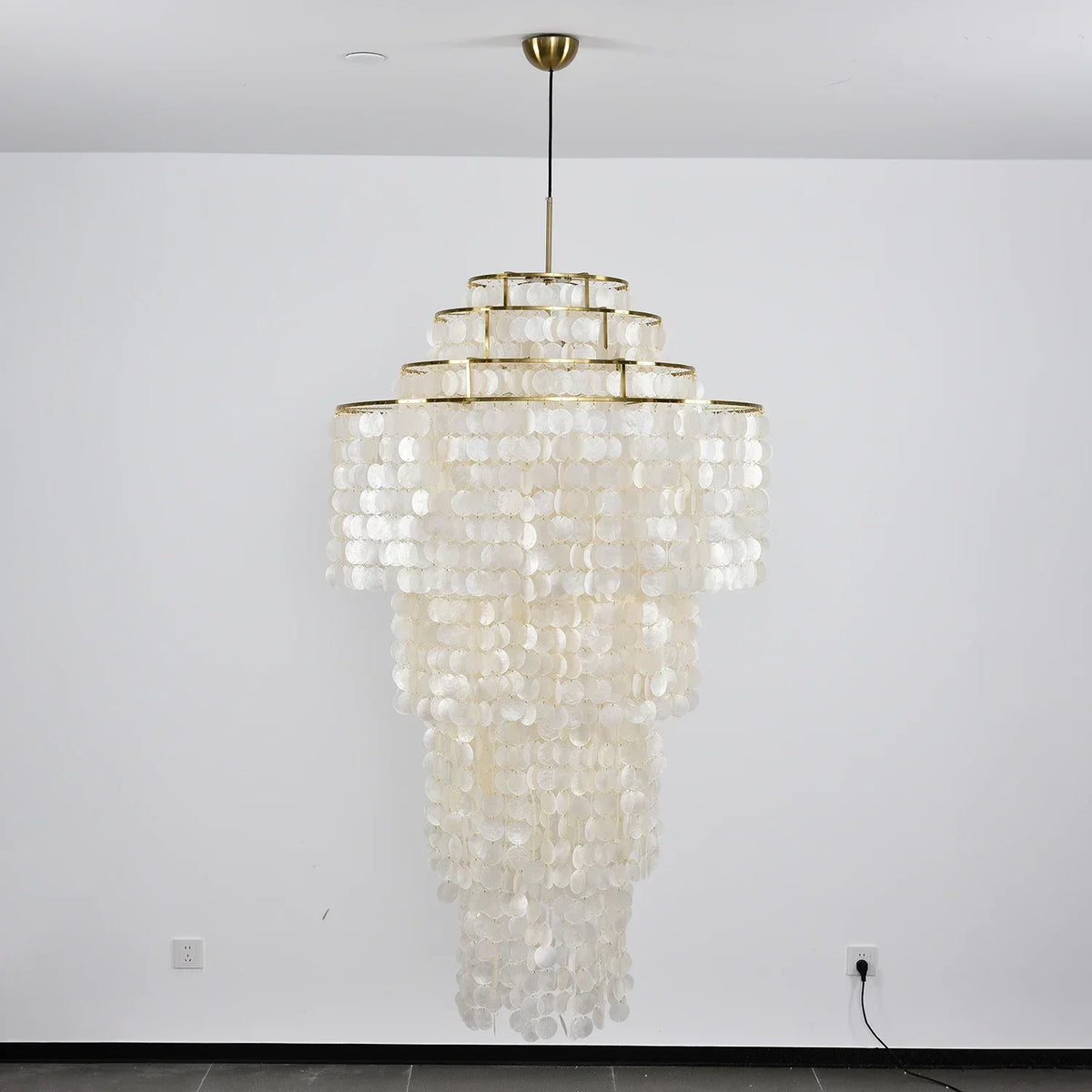 Multi-Layered Capiz Shell Cascading Iron Chandelier – Iron detail 15