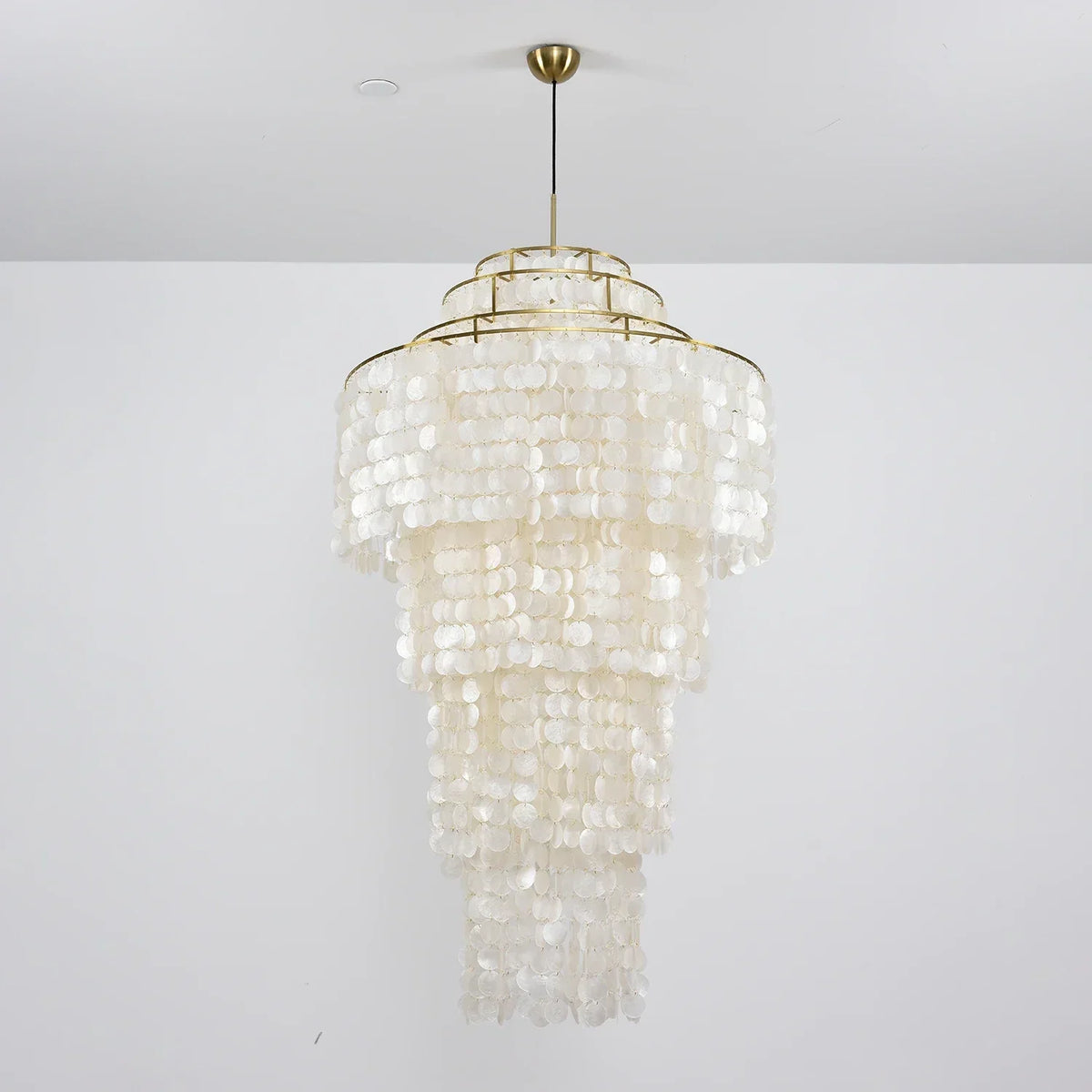 Multi-Layered Capiz Shell Cascading Iron Chandelier – Iron detail 19