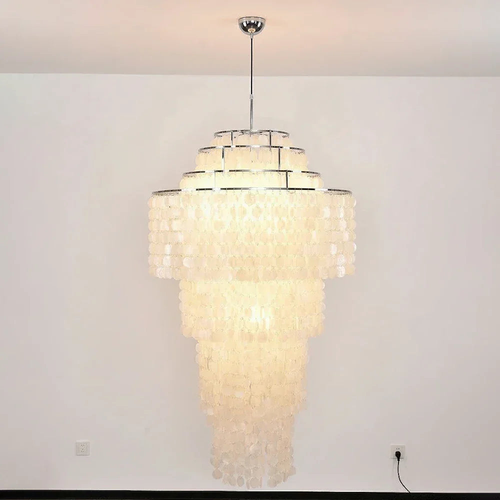 Multi-Layered Capiz Shell Cascading Iron Chandelier – Iron detail 16