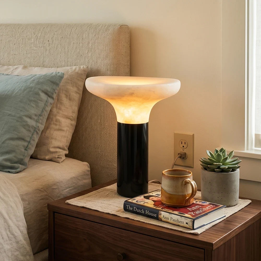 Mushroom Cap Alabaster Table Lamp – Alabaster detail 2