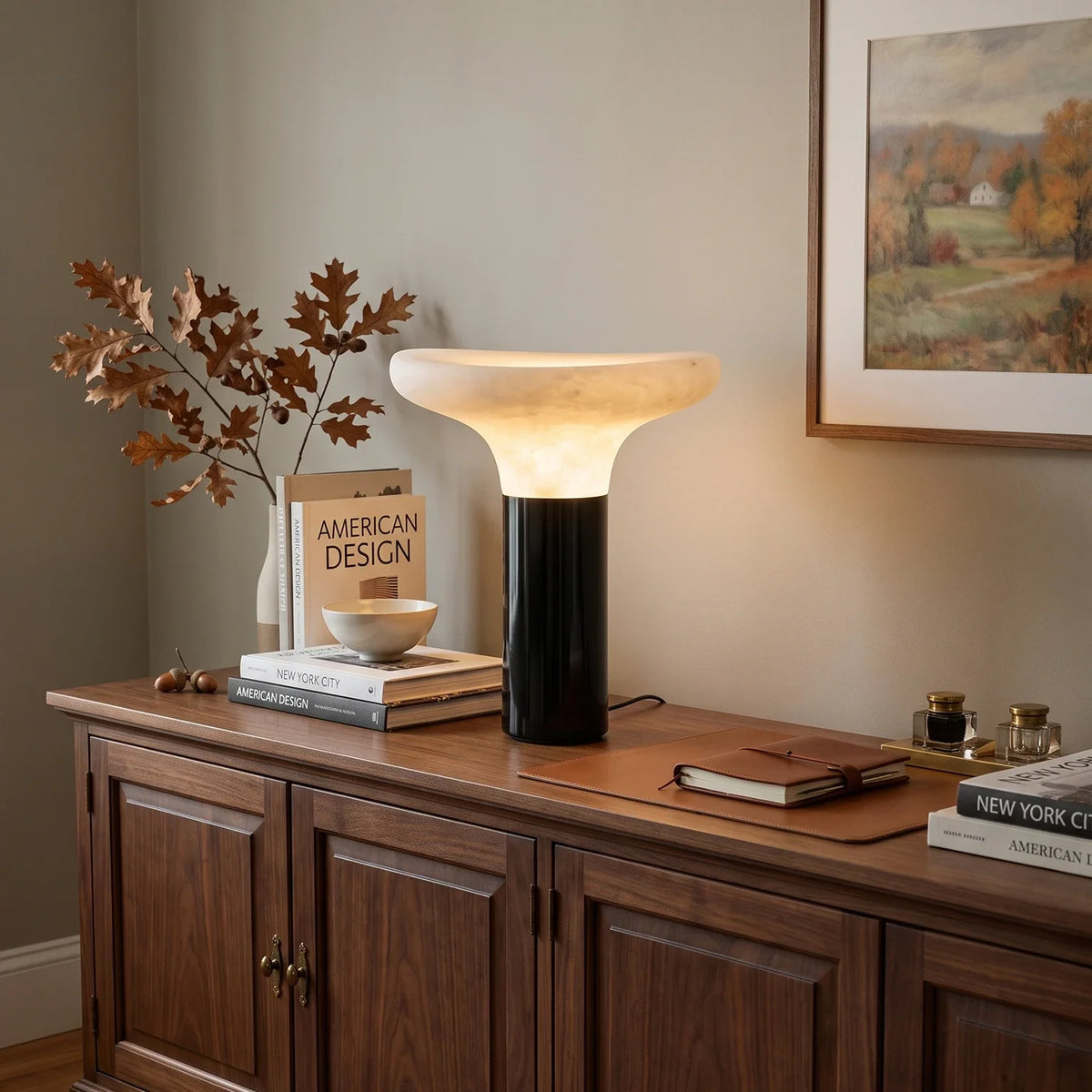 Mushroom Cap Alabaster Table Lamp – Alabaster detail 4
