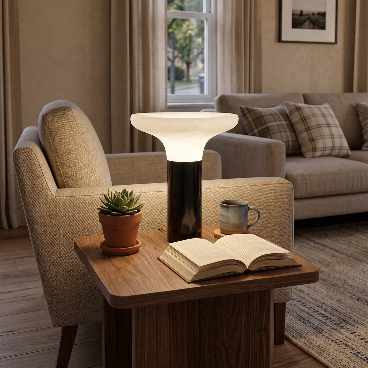 Mushroom Cap Alabaster Table Lamp – Alabaster detail 7