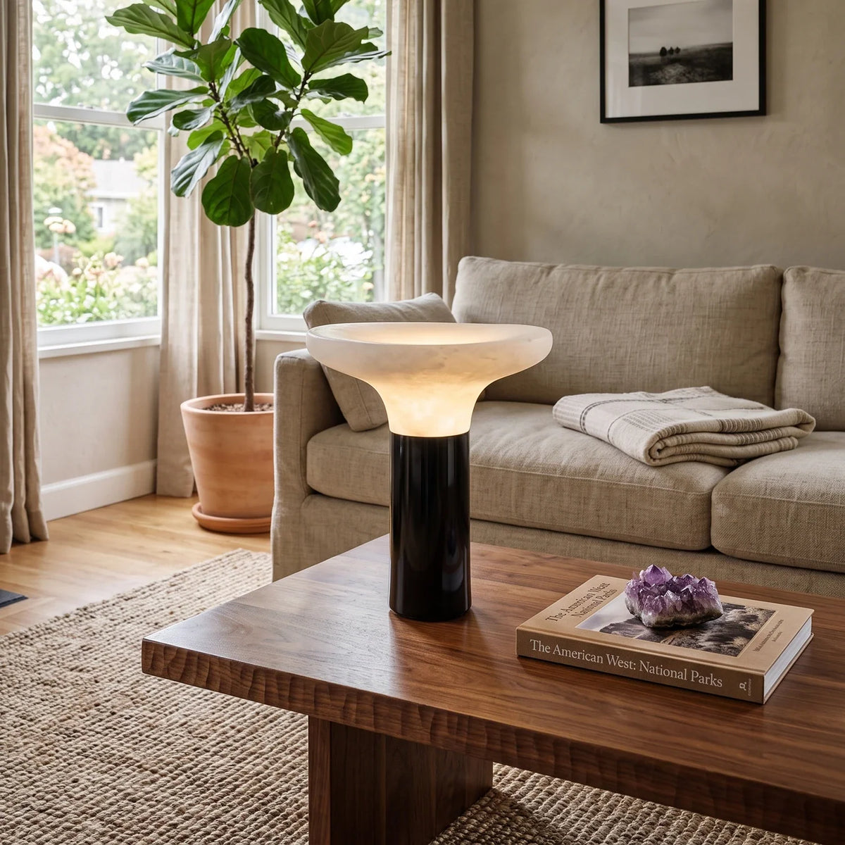 Mushroom Cap Alabaster Table Lamp – Alabaster detail 8