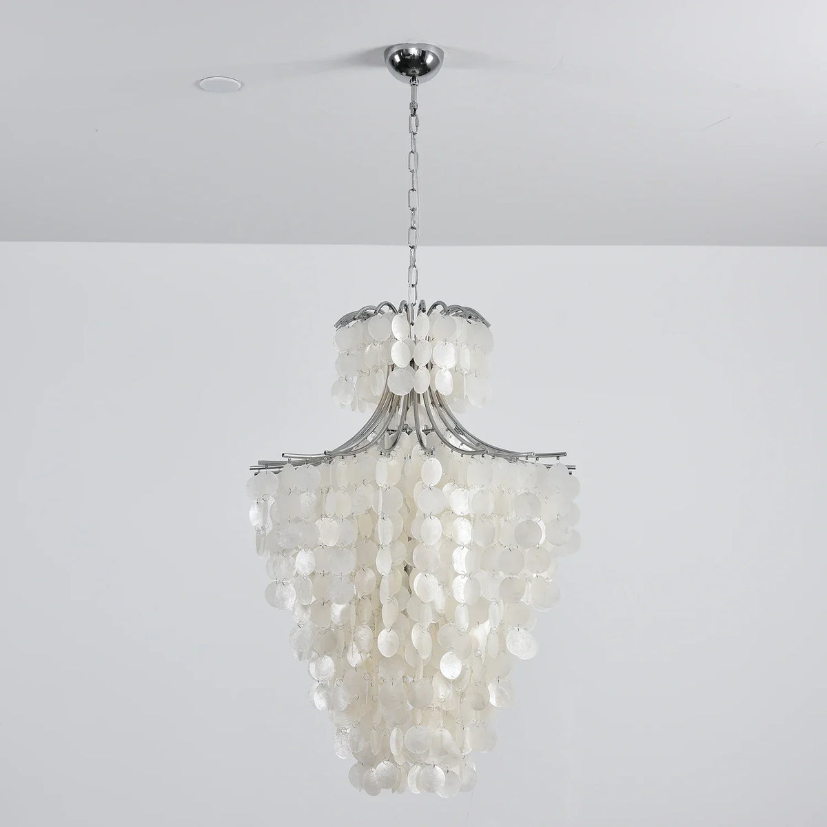 Natural Capiz Shell Tiered Iron Chandelier – Iron detail 34