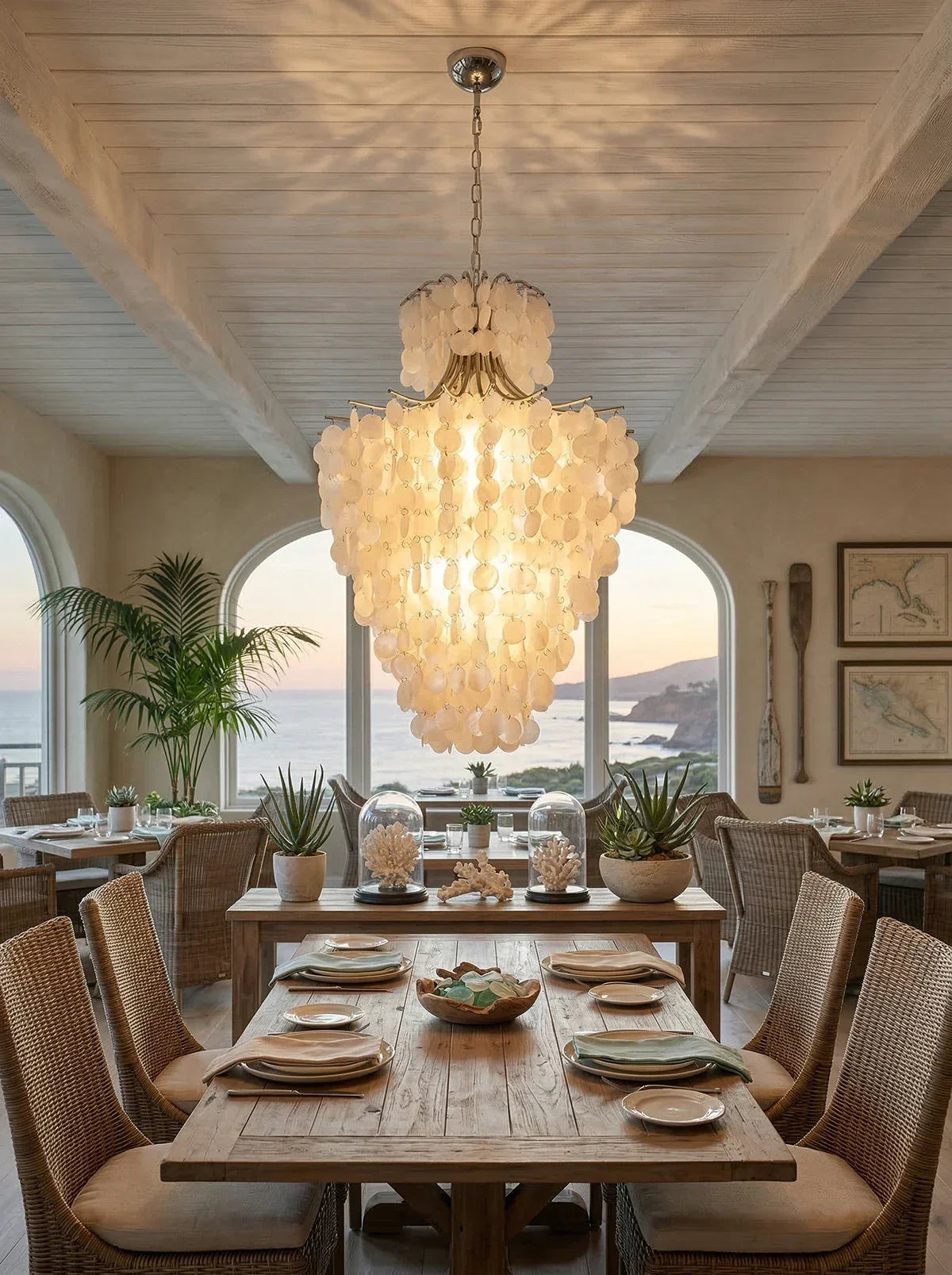 Natural Capiz Shell Tiered Iron Chandelier – Iron detail 23