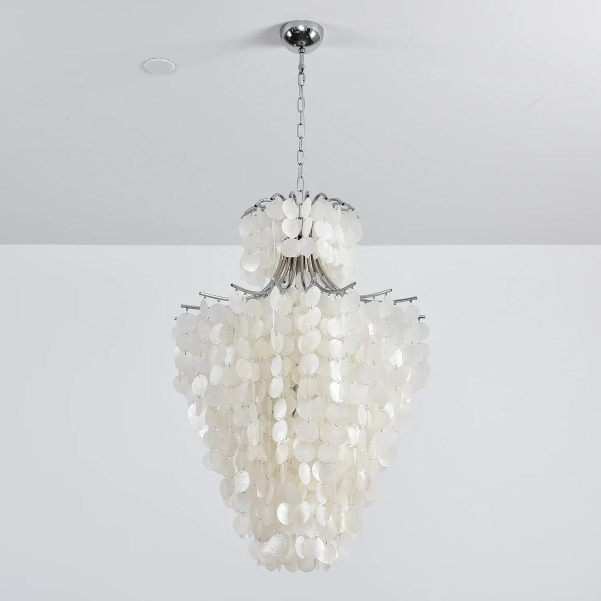 Natural Capiz Shell Tiered Iron Chandelier – Iron detail 36