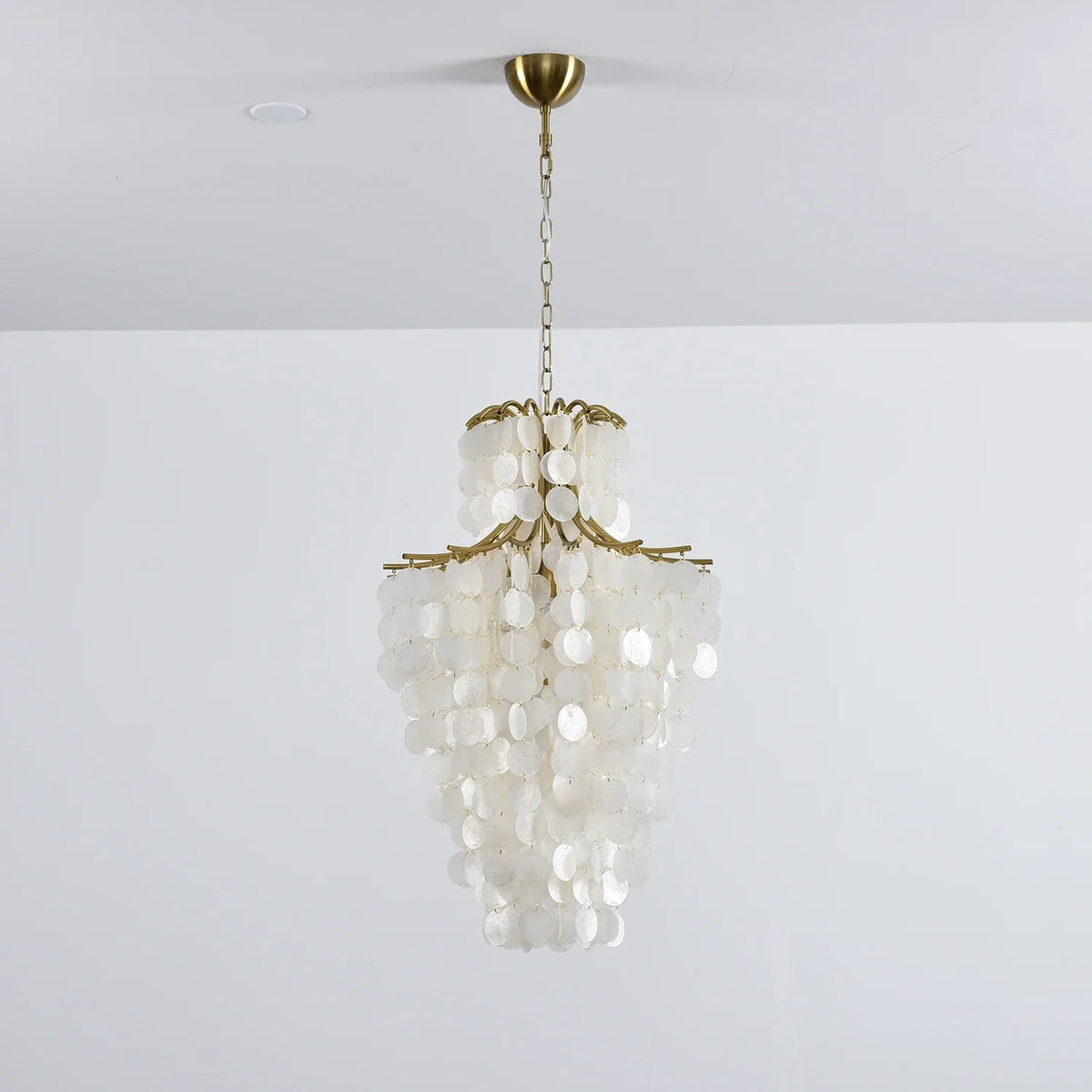 Natural Capiz Shell Tiered Iron Chandelier – Iron detail 27