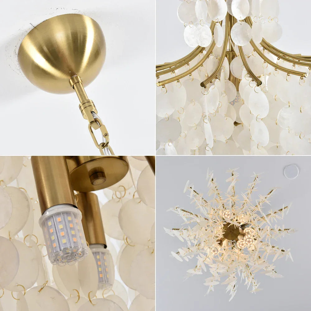 Natural Capiz Shell Tiered Iron Chandelier – Iron detail 24