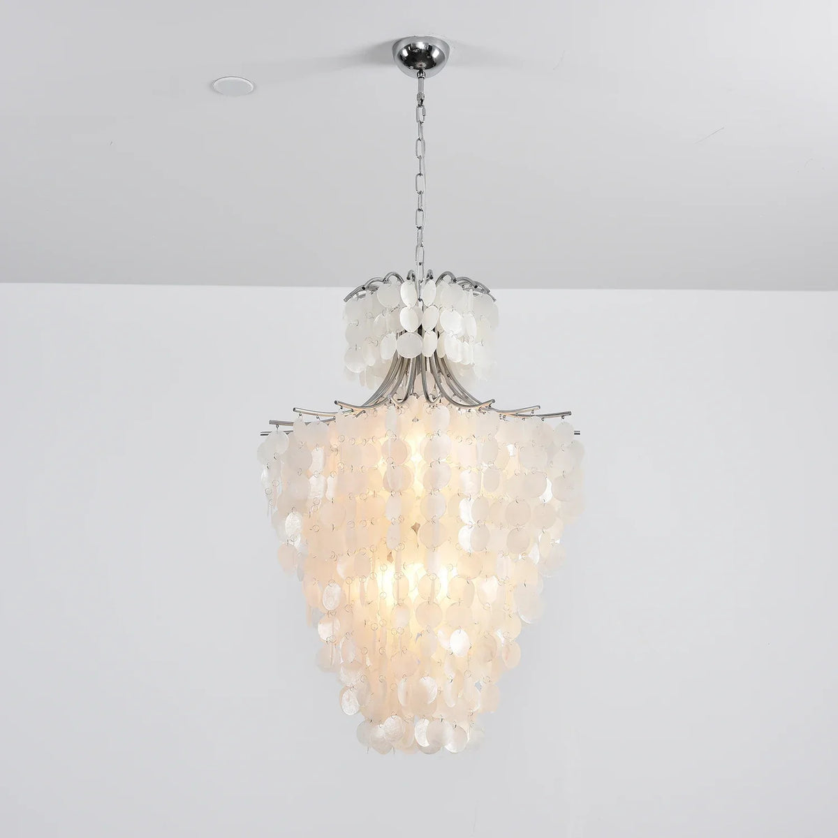 Natural Capiz Shell Tiered Iron Chandelier – Iron detail 35