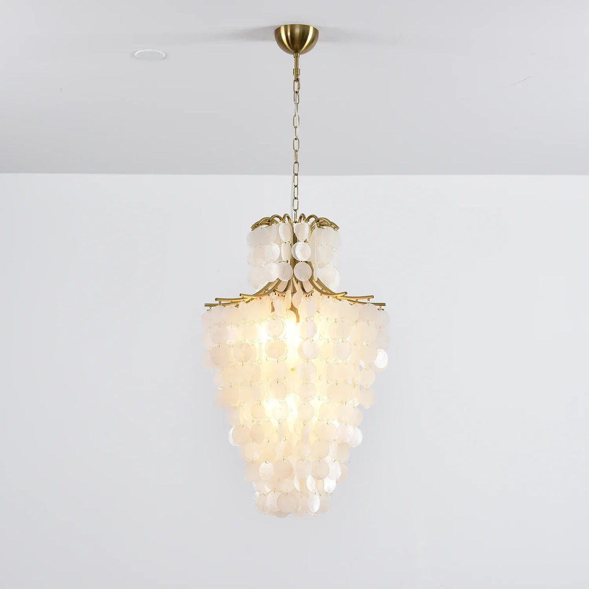 Natural Capiz Shell Tiered Iron Chandelier – Iron detail 28