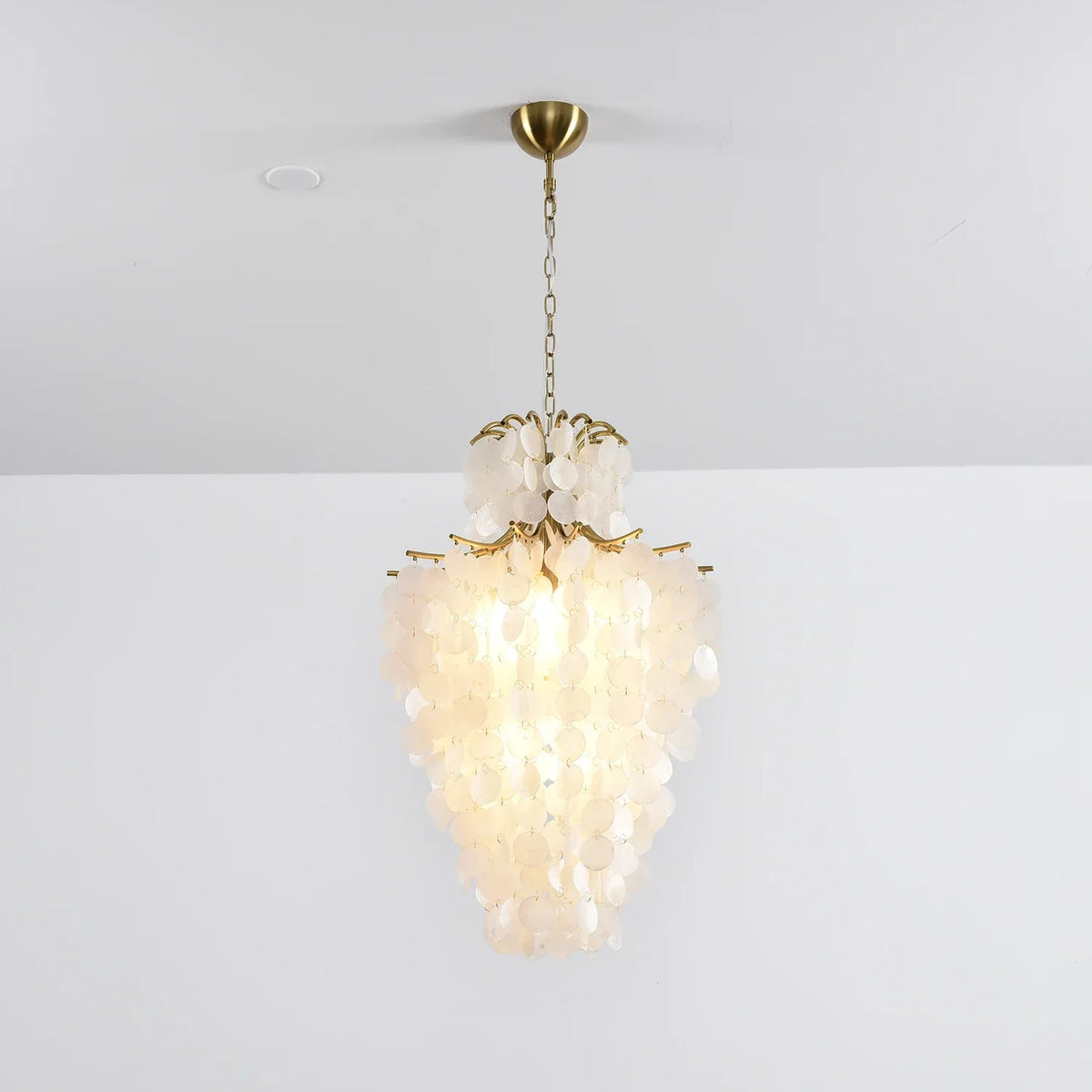 Natural Capiz Shell Tiered Iron Chandelier – Iron detail 26
