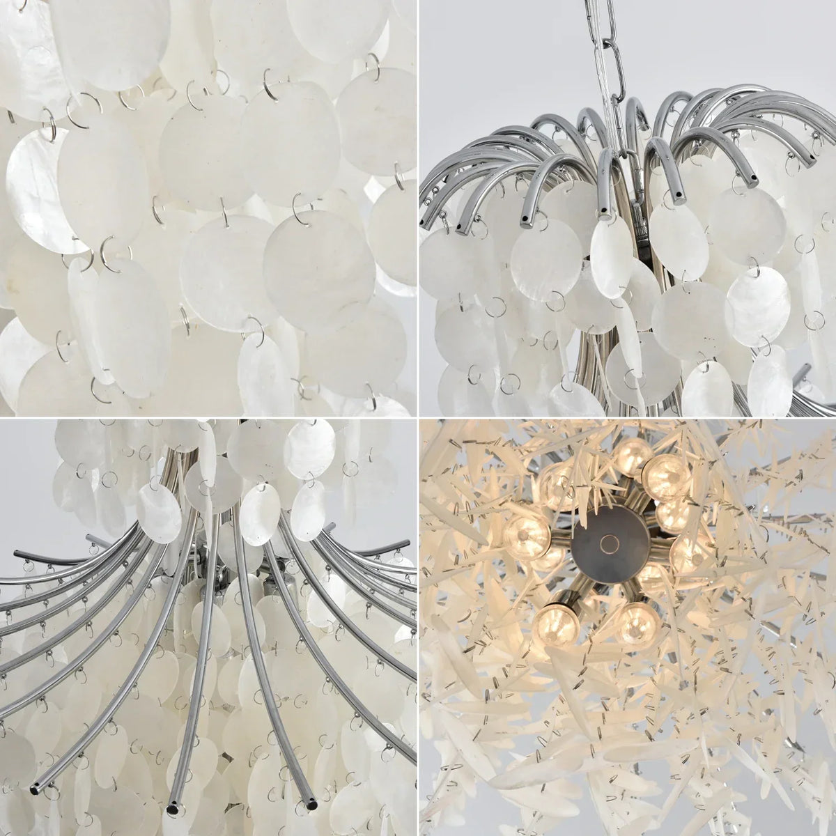 Natural Capiz Shell Tiered Iron Chandelier – Iron detail 25