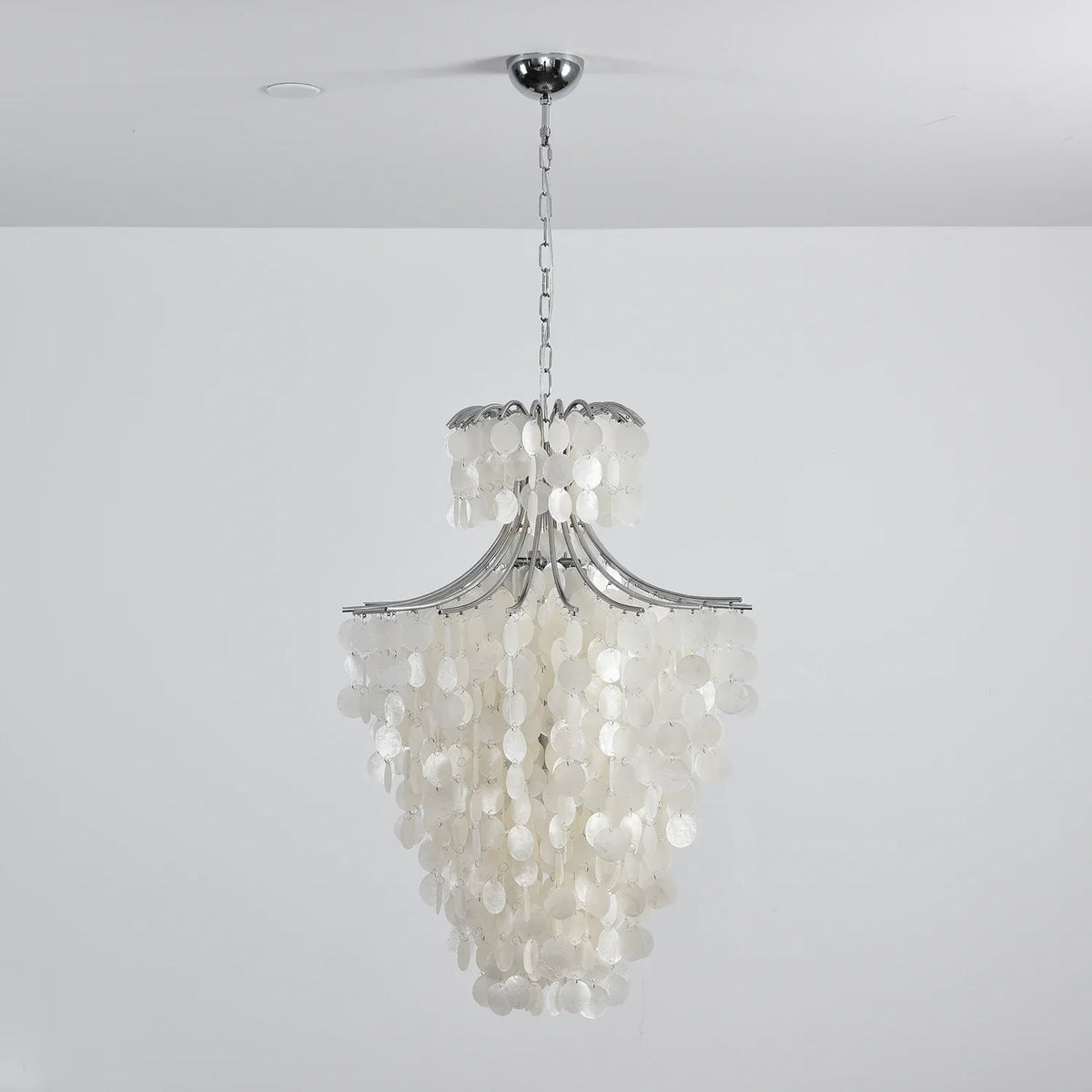 Natural Capiz Shell Tiered Iron Chandelier – Iron detail 29