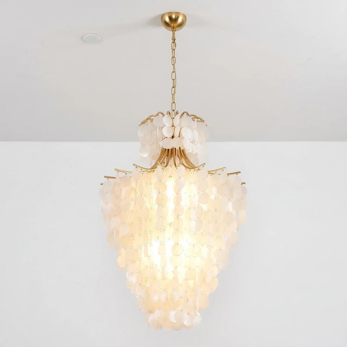 Natural Capiz Shell Tiered Iron Chandelier – Iron detail 38