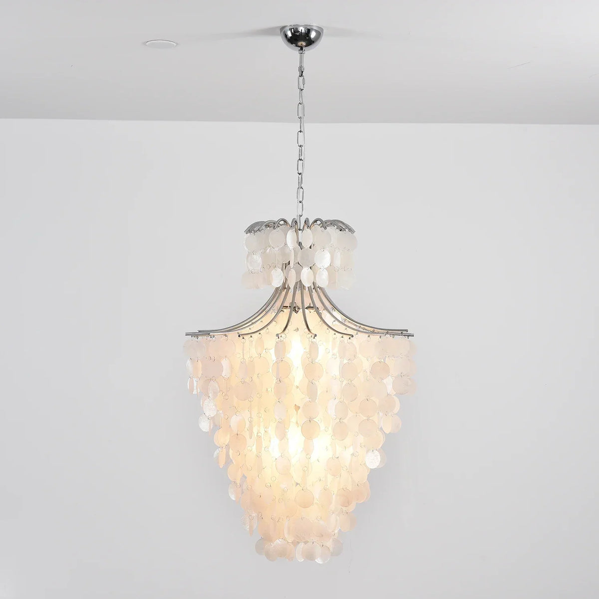Natural Capiz Shell Tiered Iron Chandelier – Iron detail 32