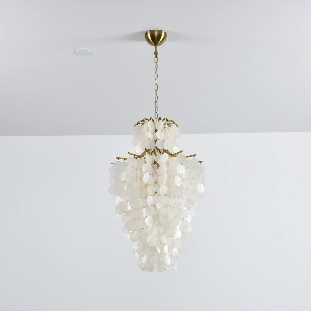 Natural Capiz Shell Tiered Iron Chandelier – Iron detail 30