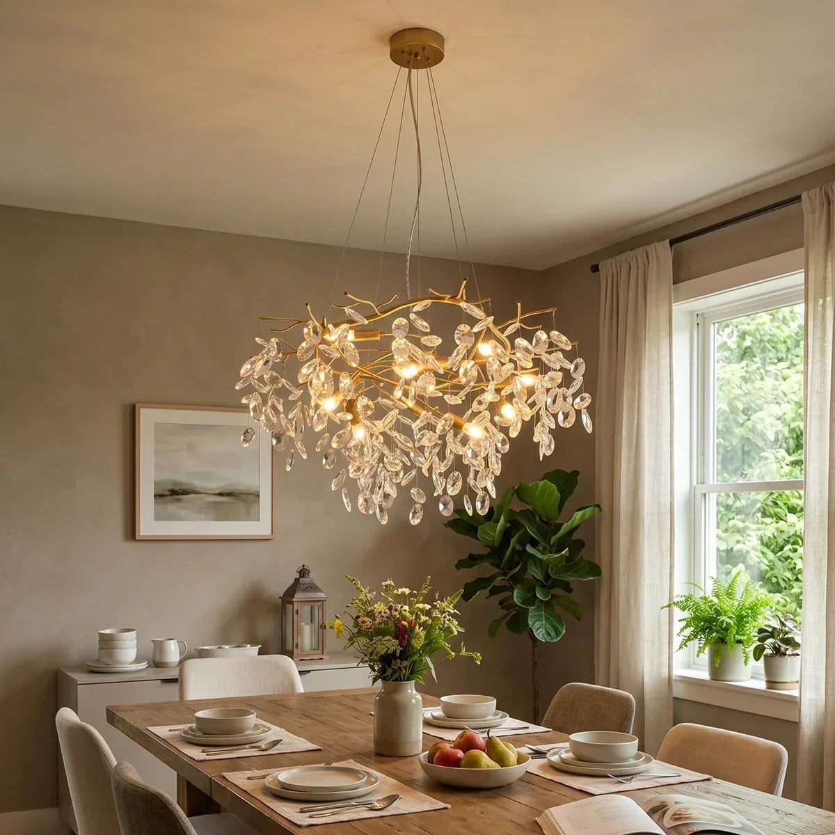 Crystal Teardrop Brass Chandelier – Crystal detail 4