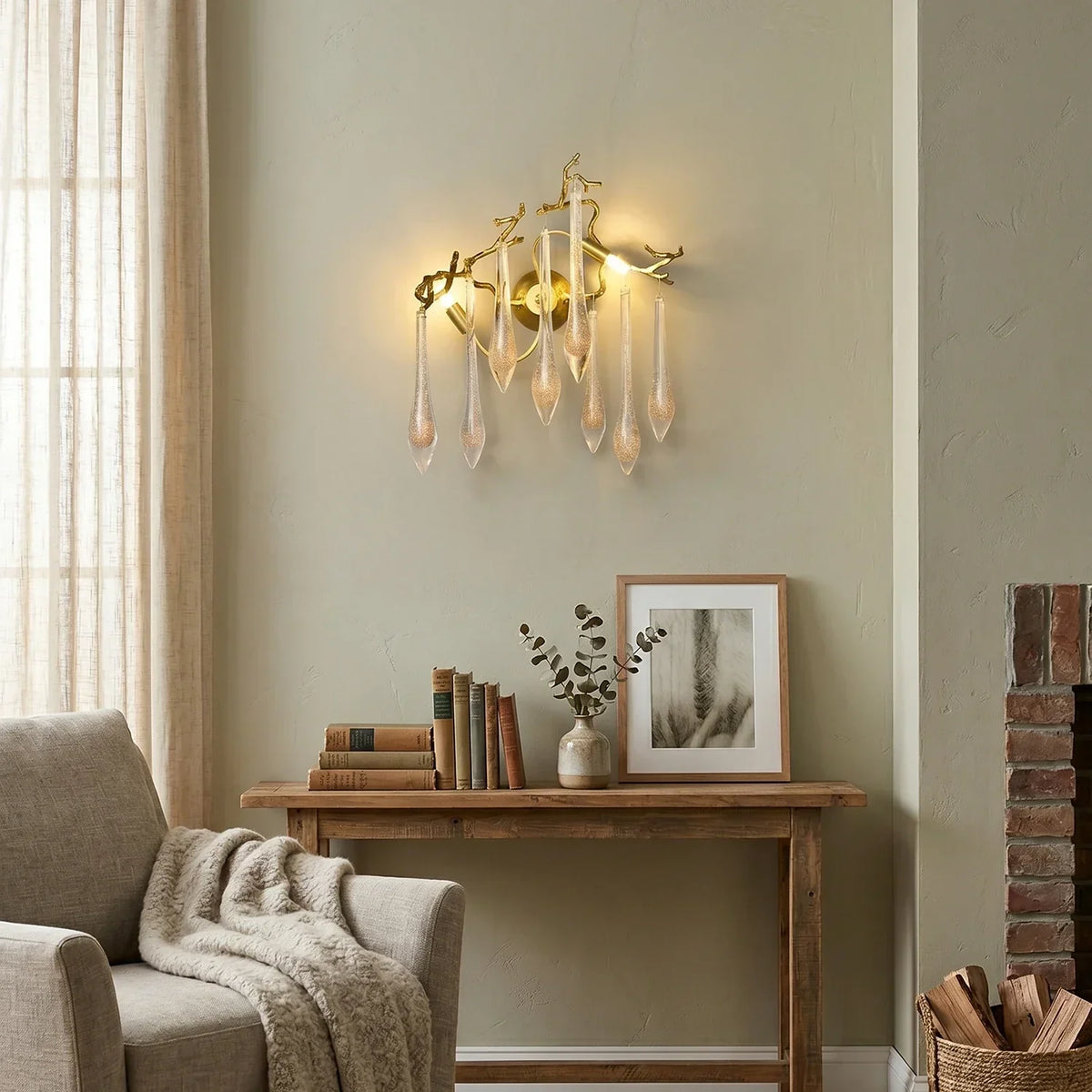 Nature-Inspired Tree Teardrop Glass Wall Lamp – Glass detail 3