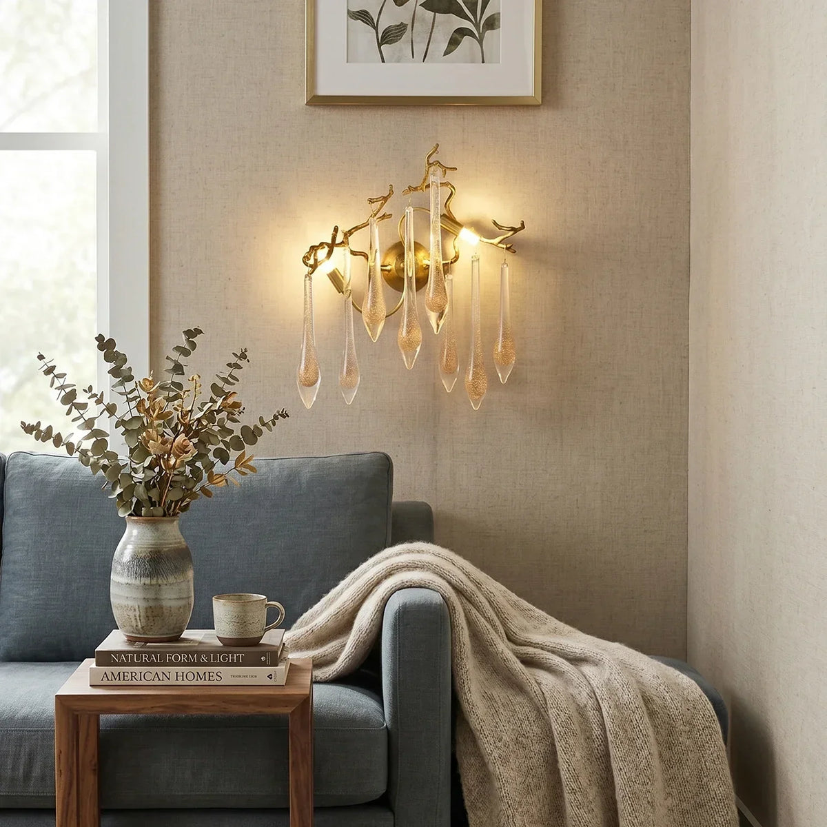 Nature-Inspired Tree Teardrop Glass Wall Lamp – Glass detail 2