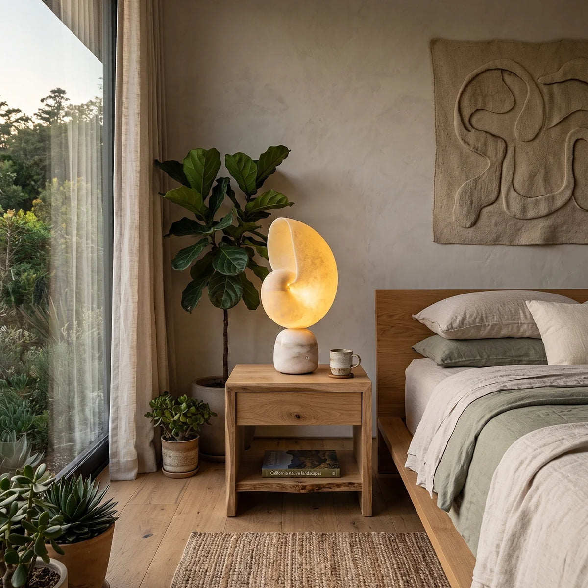 Nerida Spiral Shell Alabaster Table Lamp – Alabaster detail 3