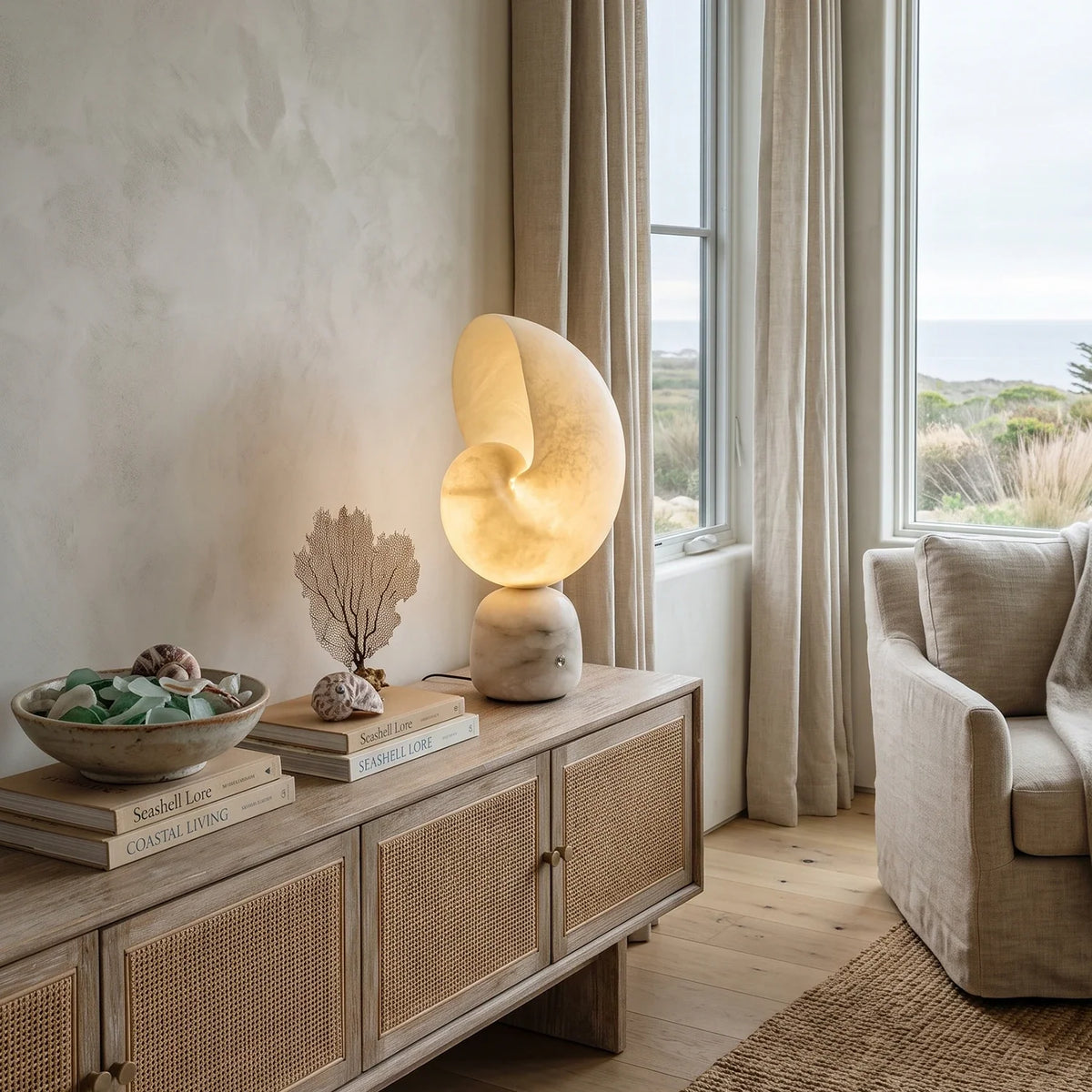 Nerida Spiral Shell Alabaster Table Lamp – Alabaster detail 7