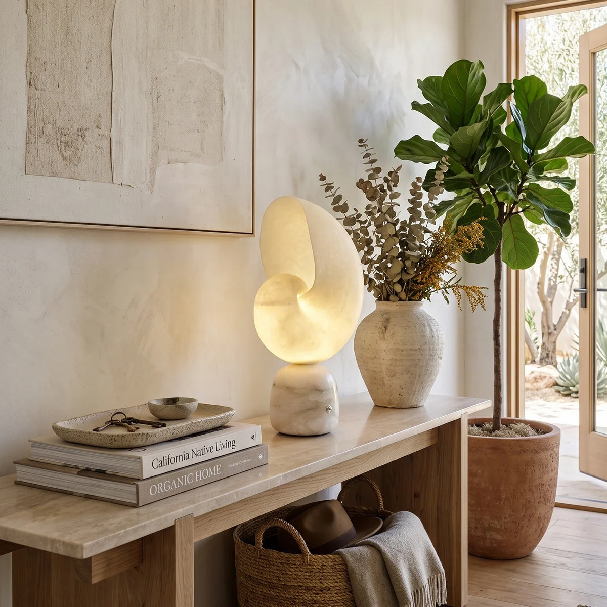 Nerida Spiral Shell Alabaster Table Lamp – Alabaster detail 6
