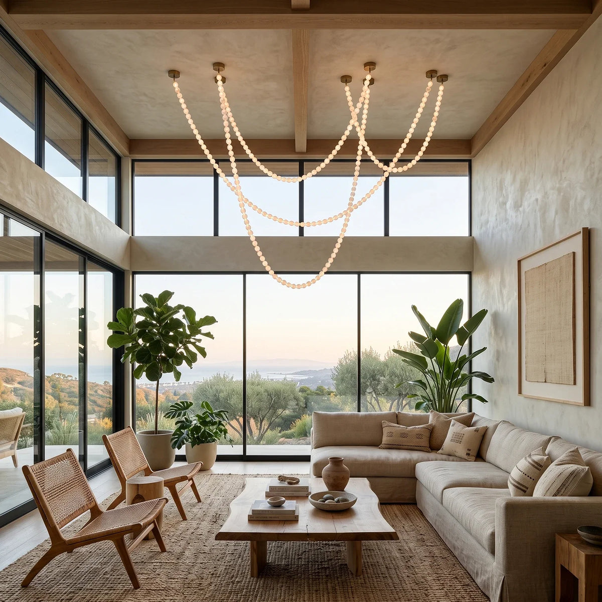 Liora Beaded Alabaster Swag Chandelier – Alabaster detail 2