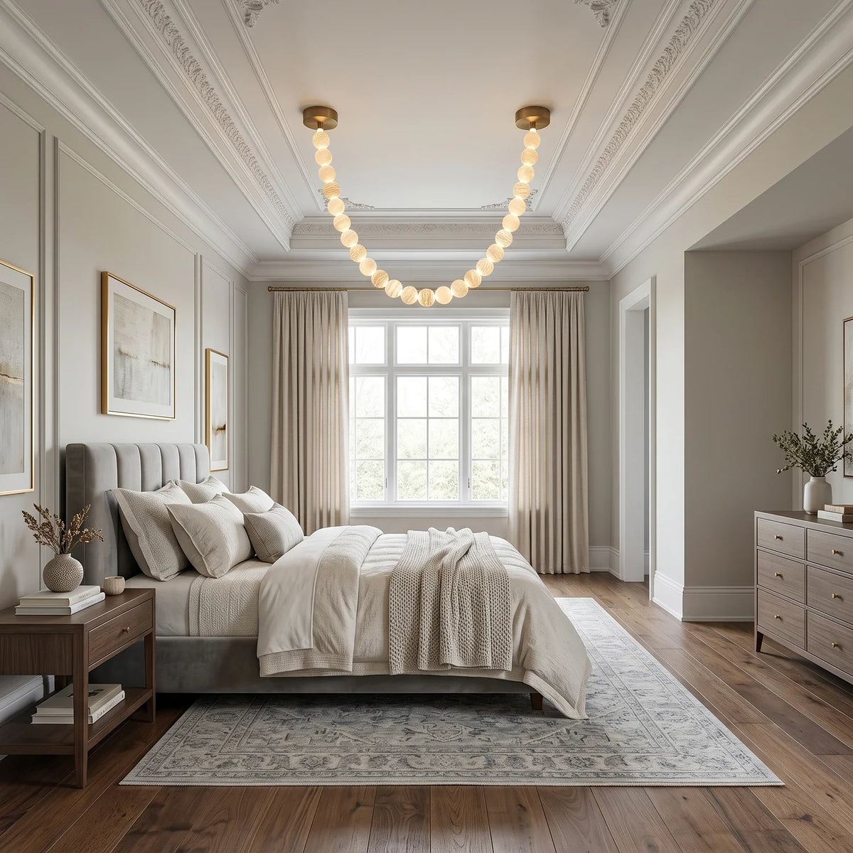 Liora Beaded Alabaster Swag Chandelier – Alabaster detail 13
