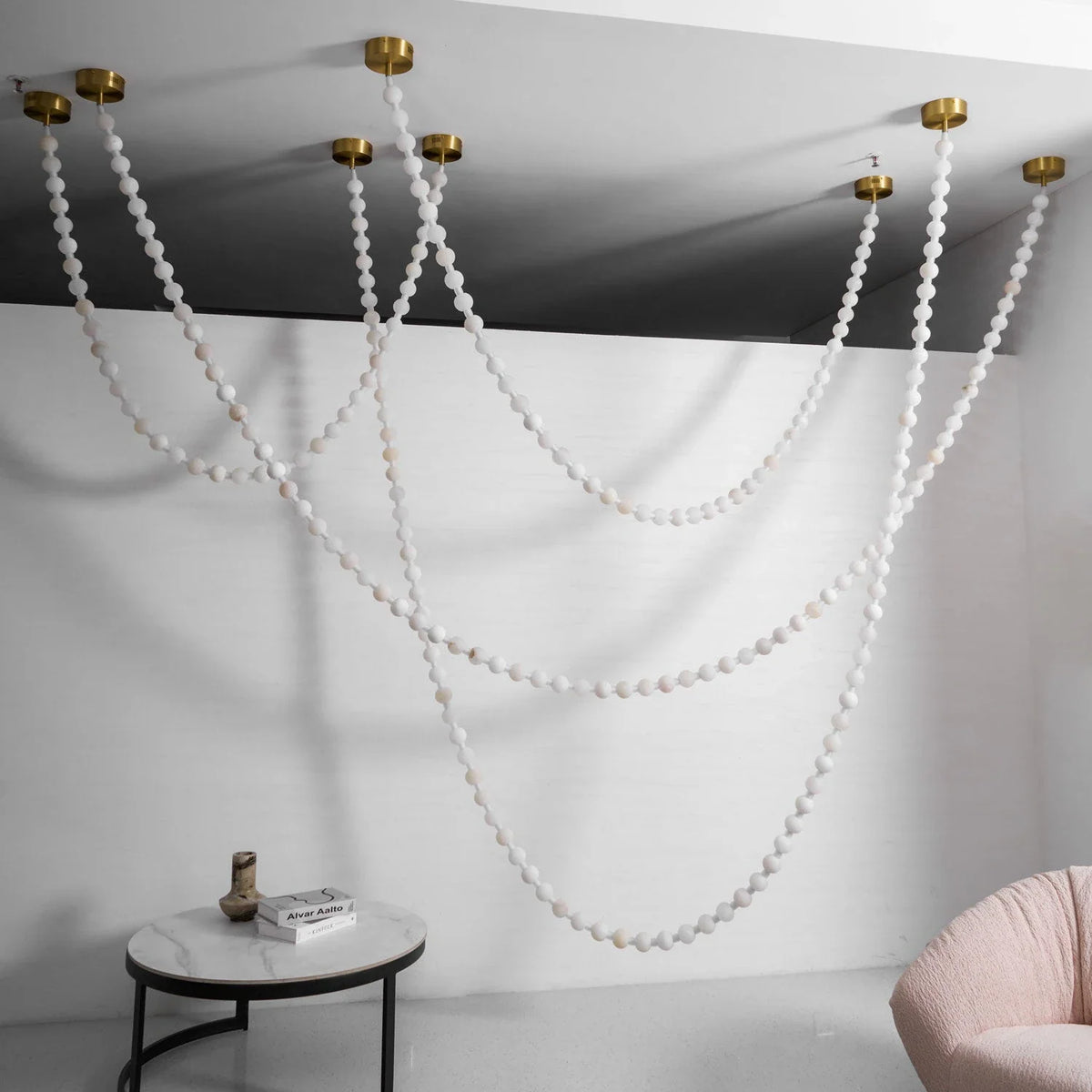 Liora Beaded Alabaster Swag Chandelier – Alabaster detail 19