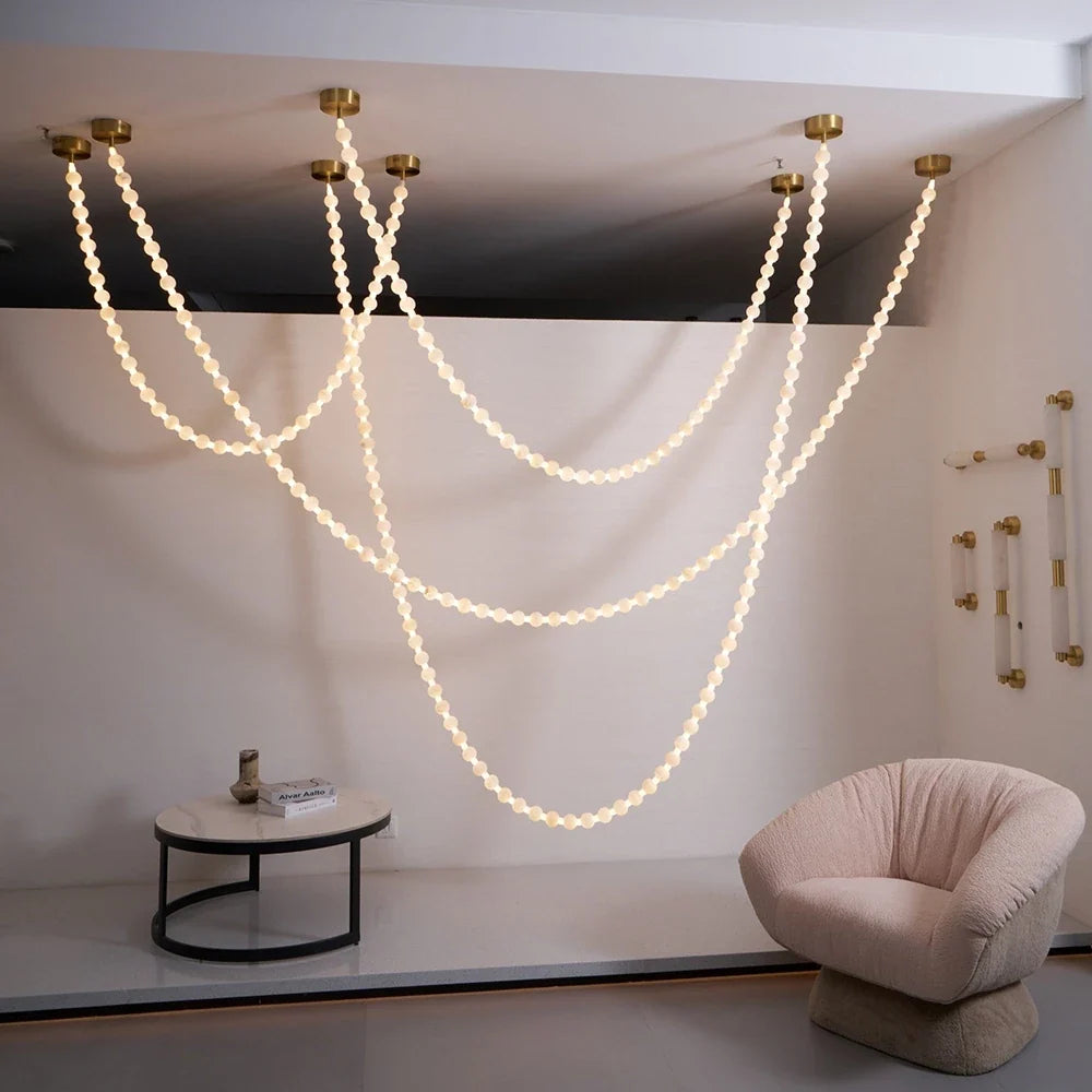 Liora Beaded Alabaster Swag Chandelier – Alabaster detail 18