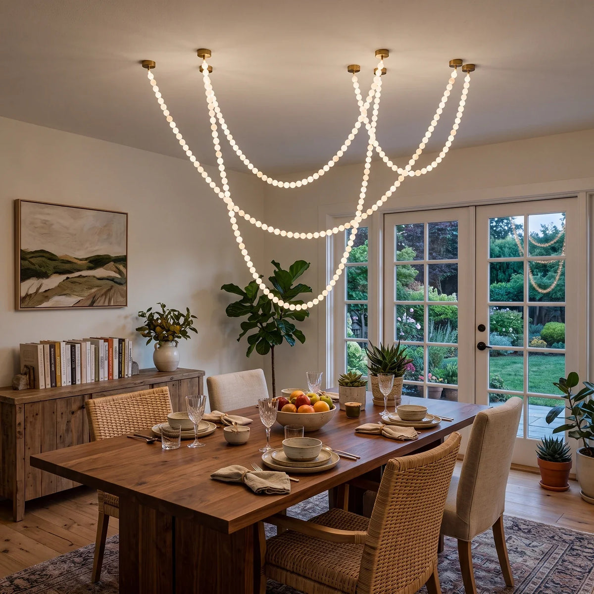 Liora Beaded Alabaster Swag Chandelier – Alabaster detail 7
