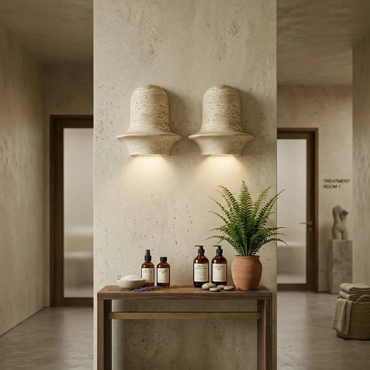 Olyndra Travertine Arched Artistic Wall Lamp – Travertine detail 6
