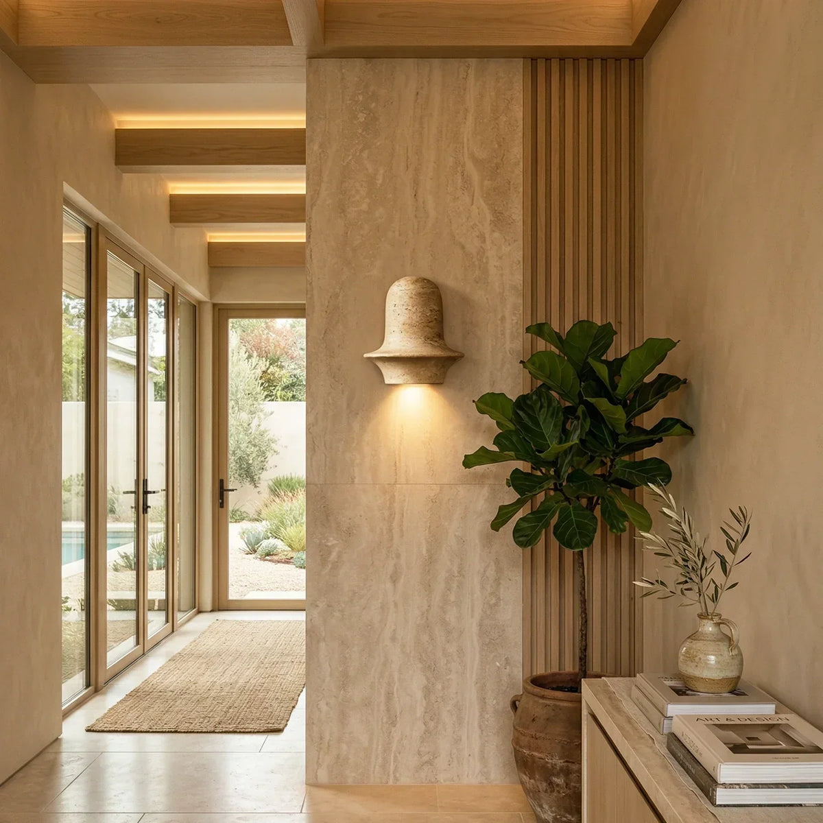 Olyndra Travertine Arched Artistic Wall Lamp – Travertine detail 5