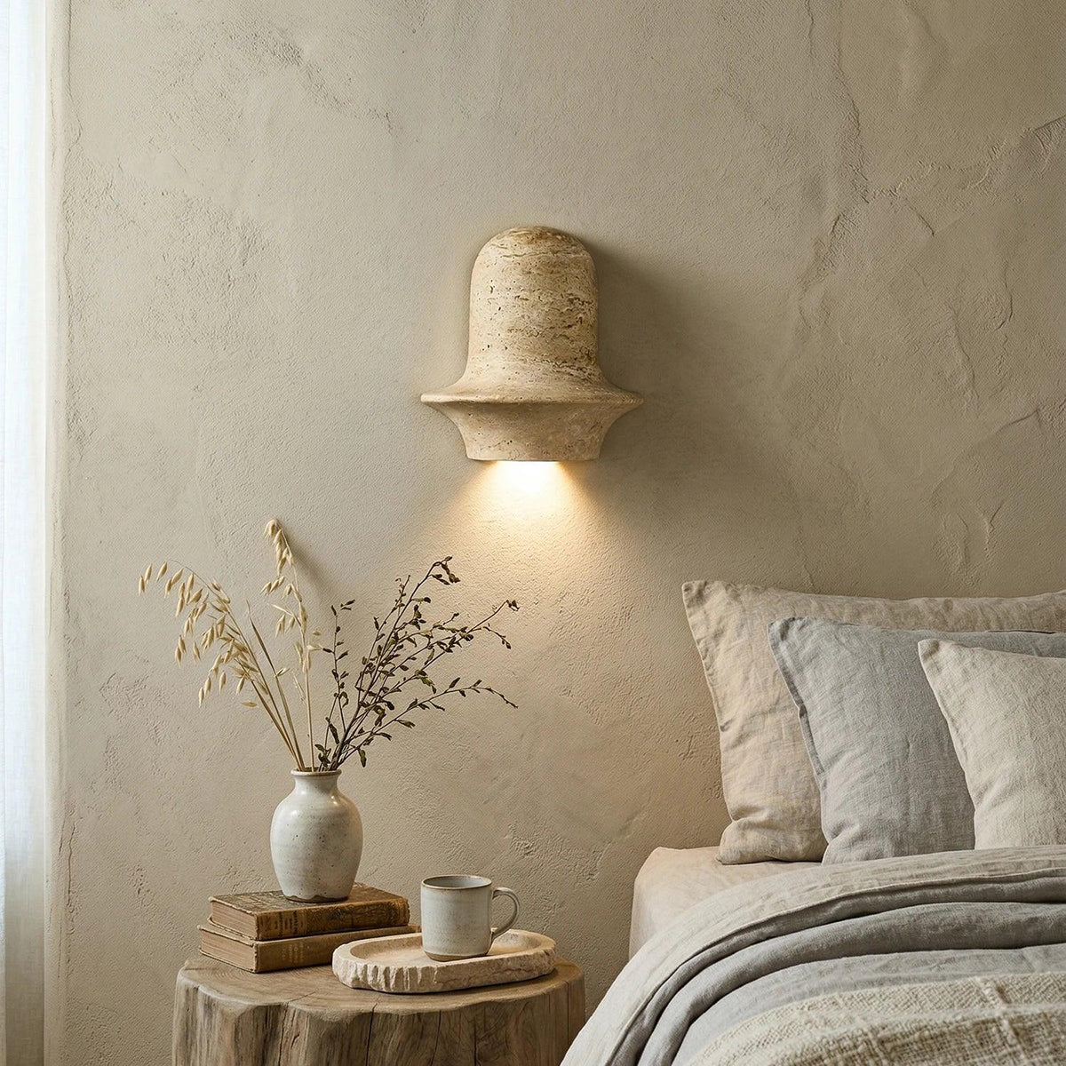 Olyndra Travertine Arched Artistic Wall Lamp – Travertine detail 3